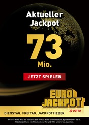 LOTTO Hessen Prospekt für Friedrichsdorf der aktuellen Woche, gültig von 05.06.2023 bis 06.06.2023 Aktueller LOTTO Hessen Friedrichsdorf Prospekt "Aktueller Jackpot rund 73 Mio. €" mit 1 Seite