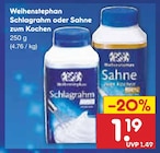 Schlagrahm oder Sahne zum Kochen Angebote von Weihenstephan bei Netto Marken-Discount Rottenburg für 1,19 €