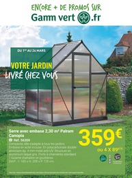 Prospectus Gamm Vert "Votre jardin livré chez vous", 8 pages, 01/03/2023 - 26/03/2023