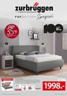 Bett im aktuellen ZurbrĂĽggen Prospekt (Bremen) Bett im ZurbrĂĽggen Prospekt "Ruf Betten Spezial" mit 8 Seiten (Bremen)