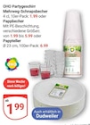 Partygeschirr Mehrweg-Schnapsbecher oder Pappbecher oder Pappteller im Angebot bei GLOBUS in Saarbrücken Partygeschirr Mehrweg-Schnapsbecher oder Pappbecher oder Pappteller Angebote von OHO bei GLOBUS Saarbrücken für 1,99 €