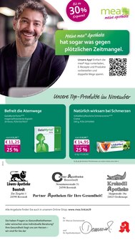 mea - meine apotheke Prospekt der Woche "Unsere November-Angebote" Seite 1, 01.11.2025 bis 30.11.2025 für Großenaspe Aktueller mea - meine apotheke Prospekt "Unsere November-Angebote" Seite 1 von 4 Seiten für Großenaspe