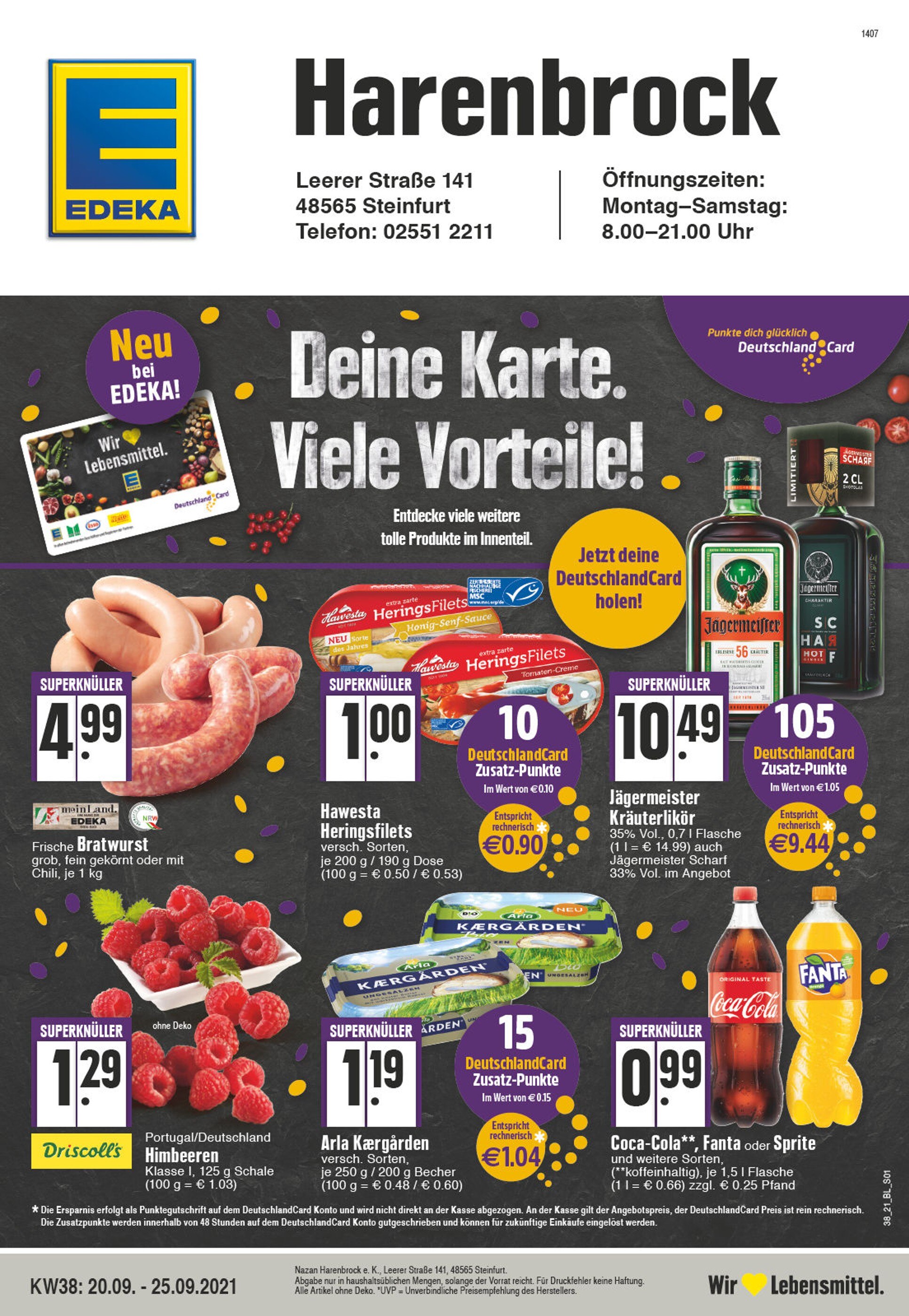EDEKA Prospekt für Steinfurt mit 32 Seiten EDEKA Prospekt für Steinfurt: "Aktuelle Angebote", 32 Seiten, 20.09.2021 - 25.09.2021