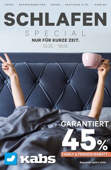 Polstergarnitur im Kabs Prospekt "Schlafen Special!" mit 11 Seiten (Osnabrück)