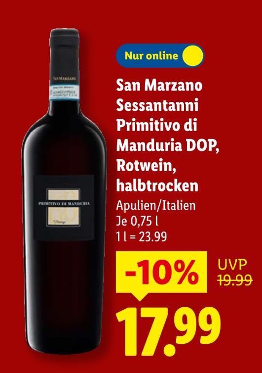 Sessantanni Primitivo di Manduria DOP, Rotwein, halbtrocken