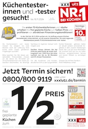 Aktueller XXXLutz Möbelhäuser Möbel & Einrichtung Prospekt in Kolbermoor und Umgebung, "Küchentesterinnen und -tester gesucht!" mit 2 Seiten, 04.11.2024 - 17.11.2024