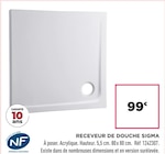 Promo Receveur de Douche Sigma à 99,00 € dans le catalogue Lapeyre à La Glacerie