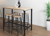 Table haute mange-debout Loka et 4 tabourets en promo chez Maxi Bazar Table haute mange-debout Loka et 4 tabourets dans le catalogue Maxi Bazar