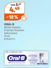 White Express Frisches Strahlen Zahncreme im Müller Prospekt White Express Frisches Strahlen Zahncreme von ORAL-B im aktuellen Müller Prospekt für 4,49 €