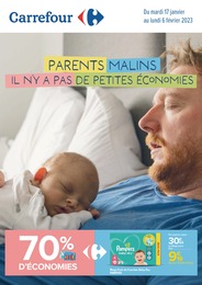 Catalogue Carrefour avec 1 page de promos Prospectus Carrefour, "Parents Malins", 1 page, 17/01/2023 - 30/01/2023