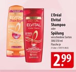 L'Oréal Elvital Shampoo oder Spülung im Angebot bei famila Nordost in Celle L'Oréal Elvital Shampoo oder Spülung Angebote bei famila Nordost Celle für 2,99 €