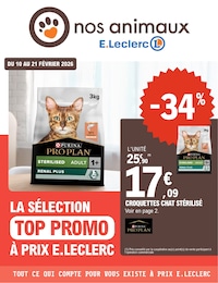 Prospectus E.Leclerc à Biscarrosse, "LA SÉLECTION TOP PROMO À PRIX E.LECLERC", 8 pages, 10/02/2026 - 21/02/2026