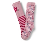 2 Paar Kinder-Gummistiefel-Socken, geblümt bei Tchibo im Supermarkt im Prospekt "" für 6,99 €