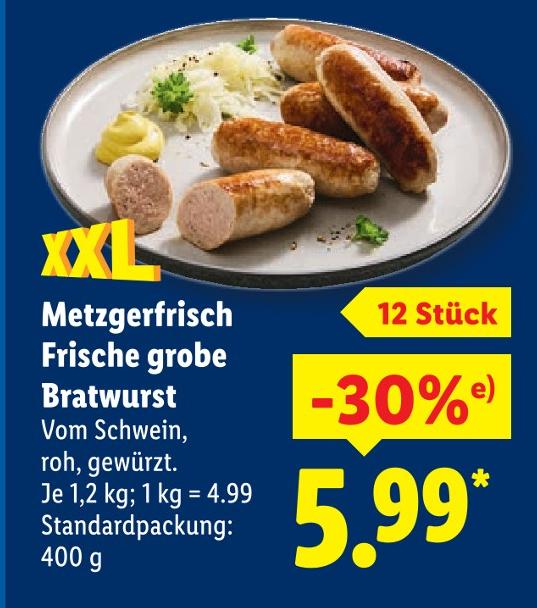 Frische grobe Bratwurst