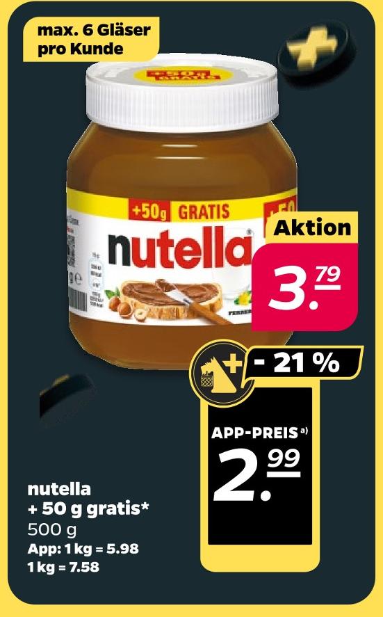 nutella + 50 g gratis