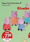 Peppa Pig Plüsch klein von Simba im aktuellen V-Markt Prospekt für 7,99 €