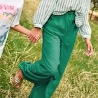 Pantalon large lin mélangé vert canard femme en promo chez La Halle Colombes à 25,99 €