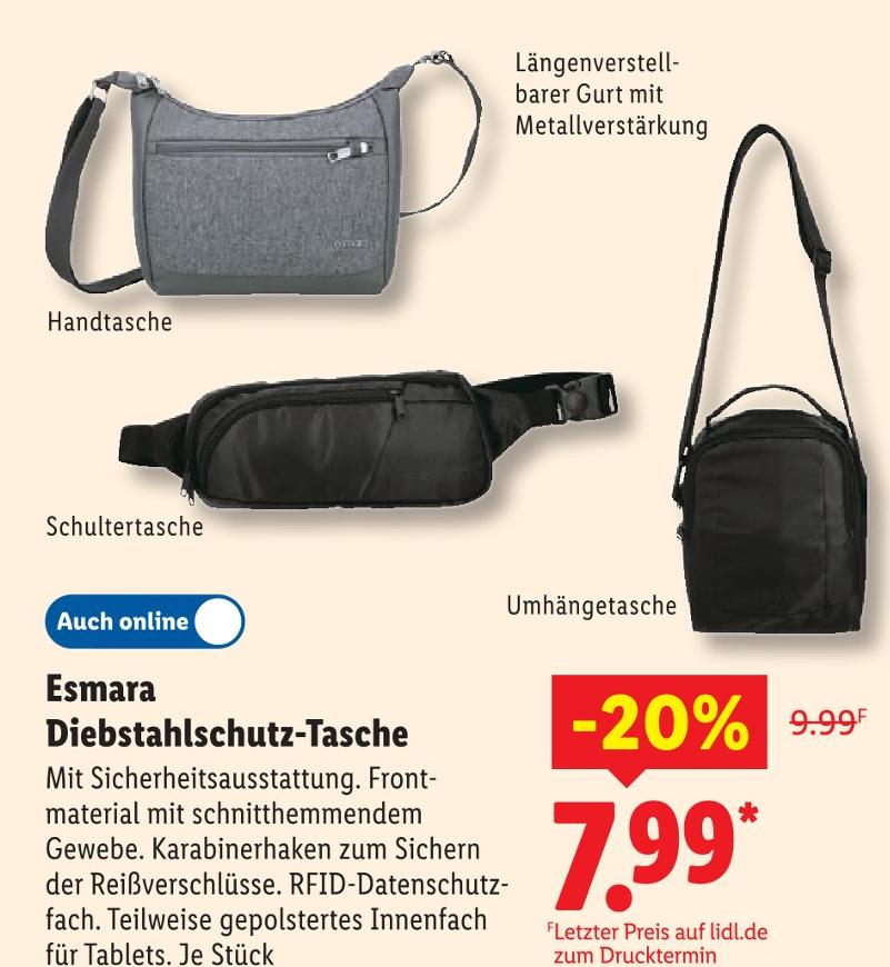 Diebstahlschutz-Tasche Handtasche