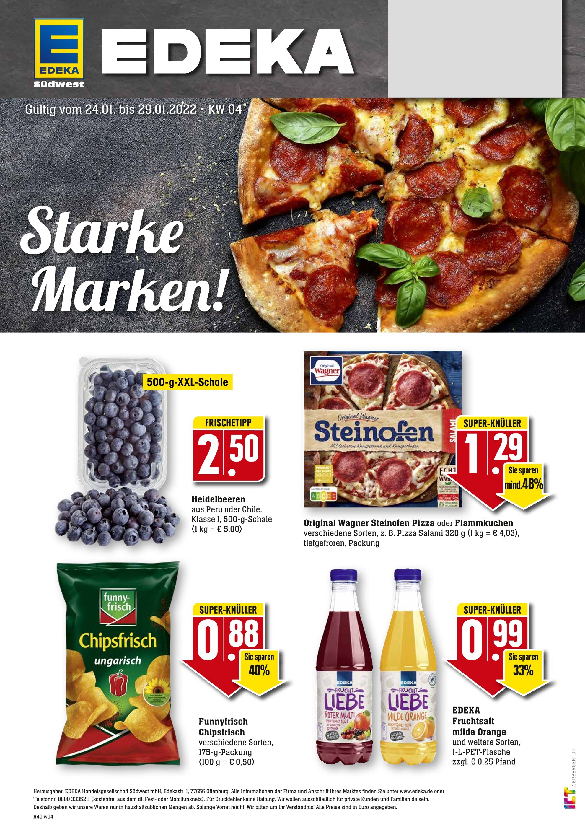 EDEKA Prospekt für Senden mit 12 Seiten EDEKA Prospekt für Senden: "Top Angebote", 12 Seiten, 24.01.2022 - 29.01.2022