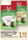 Aktuelle Melitta Angebote bei E center in Ludwigshafen (Rhein) Aktuelles Aroma-Filter 1x4 braun Angebot bei E center in Ludwigshafen (Rhein) ab 1,99 €