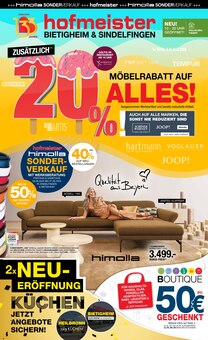 Aktueller hofmeister Prospekt (Backnang) hofmeister Prospekt "20% MÖBELRABATT AUF ALLES!" mit Seiten (Backnang)