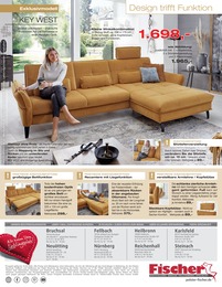 Wohnzimmer im Polstermöbel Fischer Prospekt "MESSE VORSCHAU" auf Seite 12