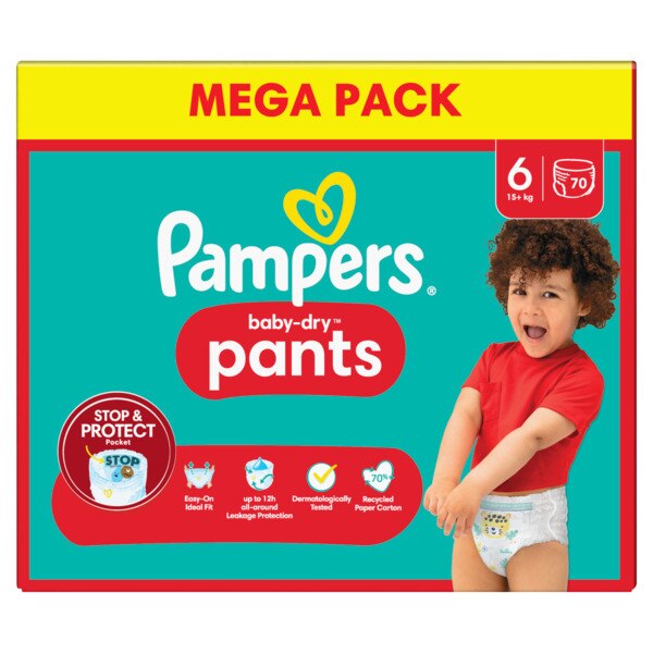 PAMPERS Baby-dry pants Couches-culottes taille 6 (+15kg) 66 couches pas  cher 