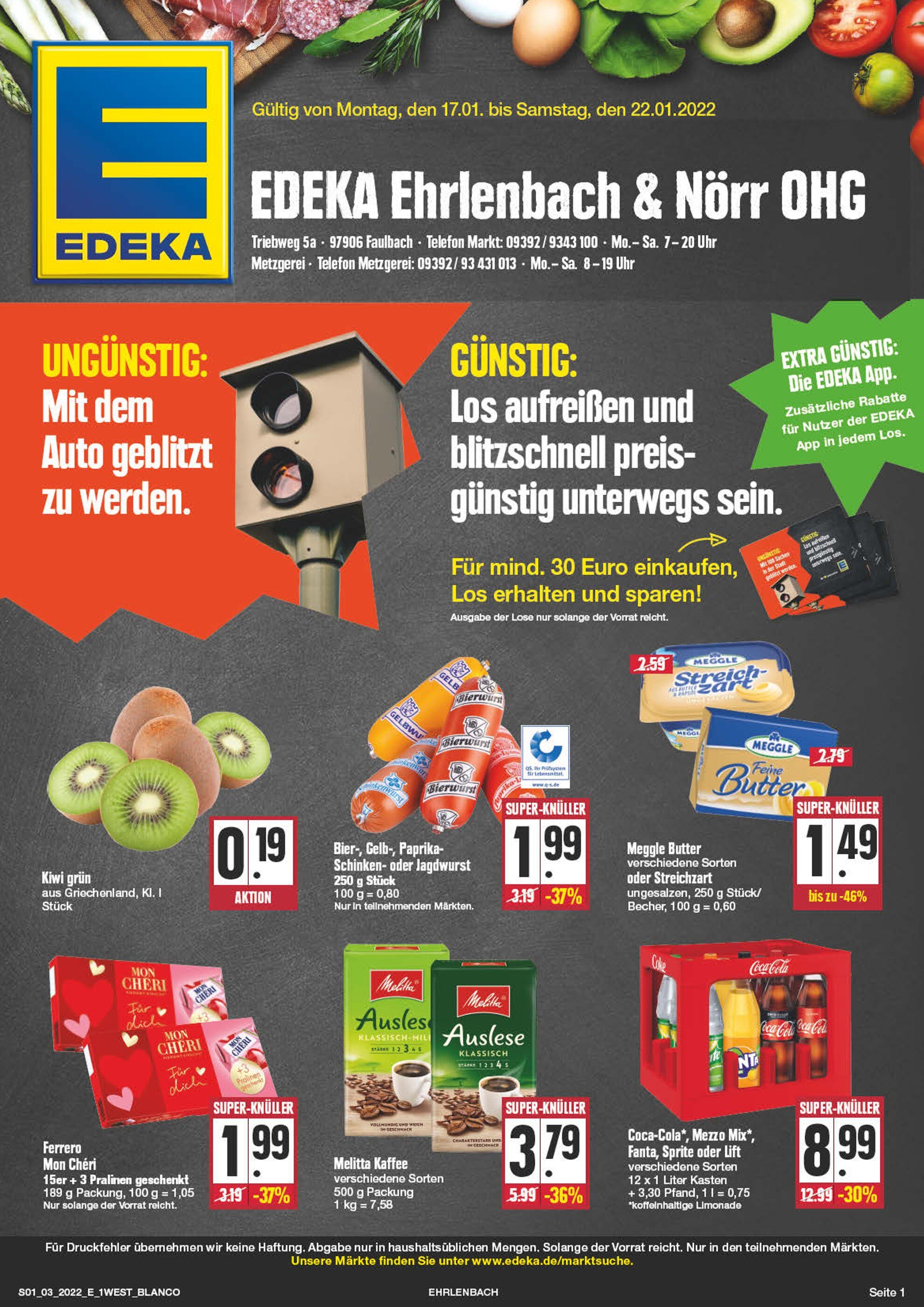 EDEKA Prospekt für Wertheim mit 24 Seiten EDEKA Prospekt für Wertheim: "Top Angebote!", 24 Seiten, 17.01.2022 - 22.01.2022