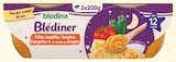 Blédîner bol pâtes coquilles tomates courgettes gruyère - Blédina dans le catalogue Intermarché