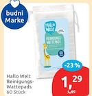 Reinigungs-Wattepads von Hallo Welt für 1,29 € bei budni im Angebot Reinigungs-Wattepads von Hallo Welt im aktuellen budni Prospekt