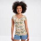 T-shirt col V droit manches courtes blanc femme - La Halle T-shirt col V droit manches courtes blanc femme à 5,99 € dans le catalogue La Halle