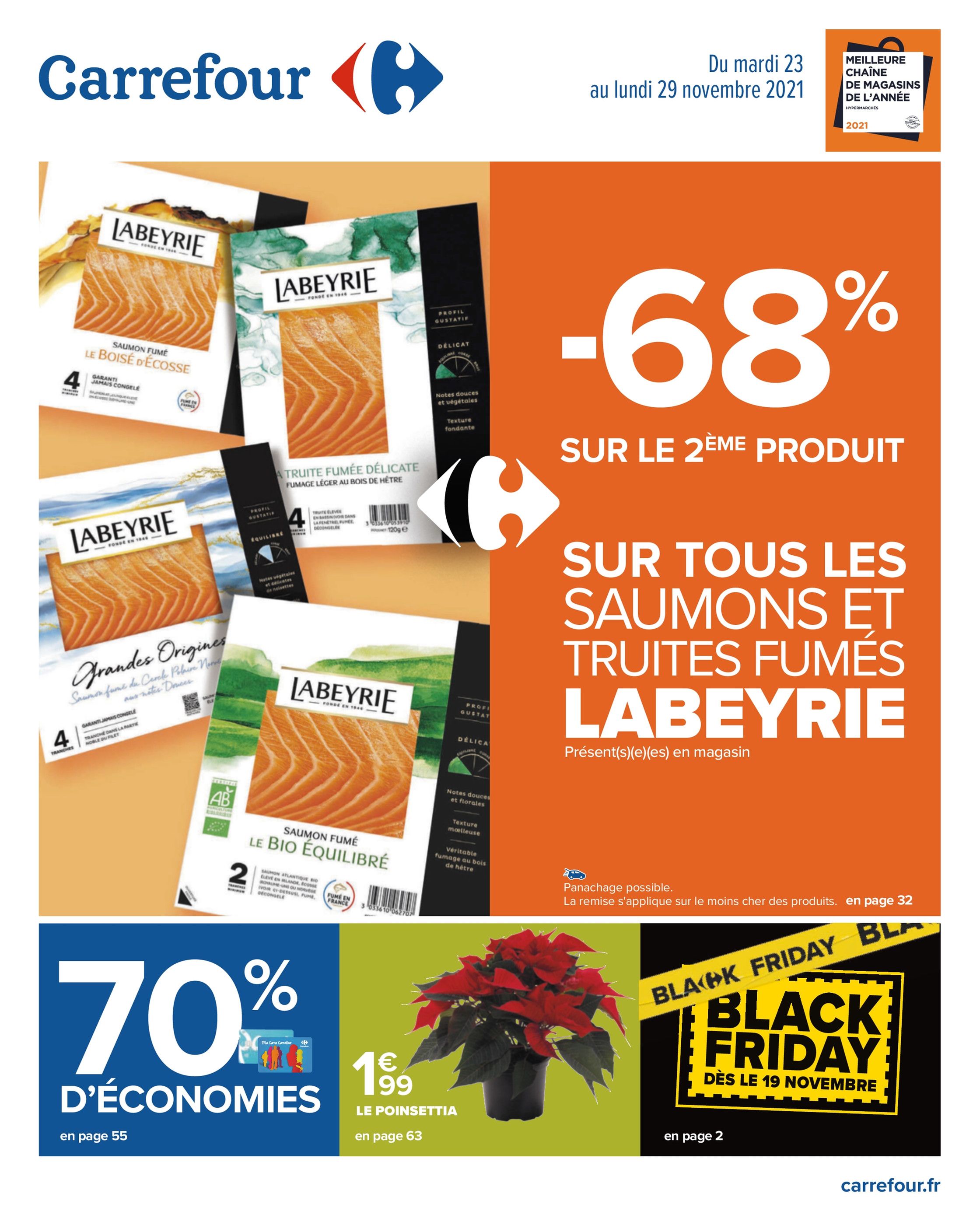 Catalogue Carrefour à Seclin, avec 64 pages Prospectus Carrefour à Seclin, "-68% sur le 2ème produit", 64 pages, 23/11/2021 - 29/11/2021