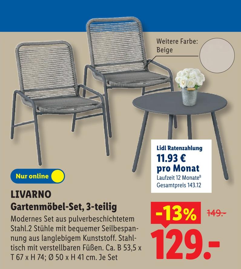 Gartenmöbel-Set, 3-teilig