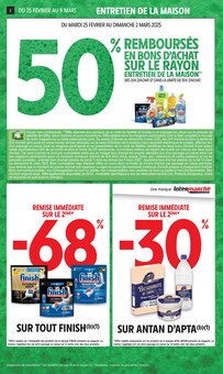 Prospectus Intermarché de la semaine "50%  REMBOURSÉS EN BONS D'ACHAT SUR LE RAYON ENTRETIEN DE LA MAISON" avec 2 pages, valide du 25/02/2025 au 09/03/2025 pour Le Chambon-sur-Lignon et alentours