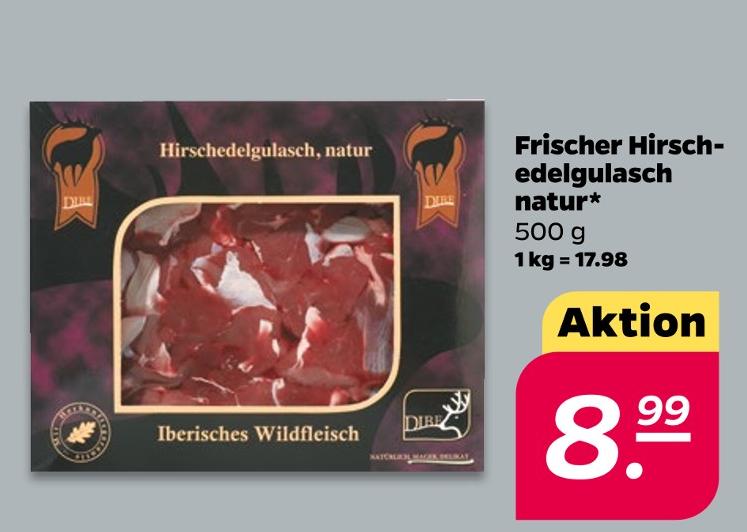 Frischer Hirschedelgulasch natur