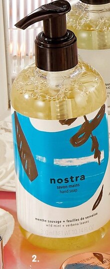 SAVON MAINS “NOSTRA” MENTHE SAUVAGE ET FEUILLE DE VERVEINE - Monoprix à Versailles SAVON MAINS “NOSTRA” MENTHE SAUVAGE ET FEUILLE DE VERVEINE en promo chez Monoprix Versailles à 12,90 €