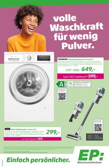 Waschmaschine im EP: Prospekt "volle Waschkraft für wenig Pulver." mit 12 Seiten (Heidelberg)