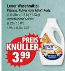 Waschmittel Flüssig, Pulver oder Allin1 Pods von Lenor im aktuellen V-Markt Prospekt für 3,99 €