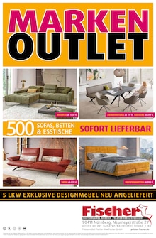 Aktueller Polstermöbel Fischer Nürnberg Prospekt Polstermöbel Fischer Nürnberg Prospekt "MARKEN OUTLET" mit 1 Seite