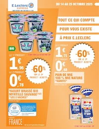 Catalogue E.Leclerc en cours à Chichey et aux alentours : «TOUT CE QUI COMPTE POUR VOUS EXISTE À PRIX E.LECLERC !» avec 12 pages, valable du 14/10/2025 au 25/10/2025
