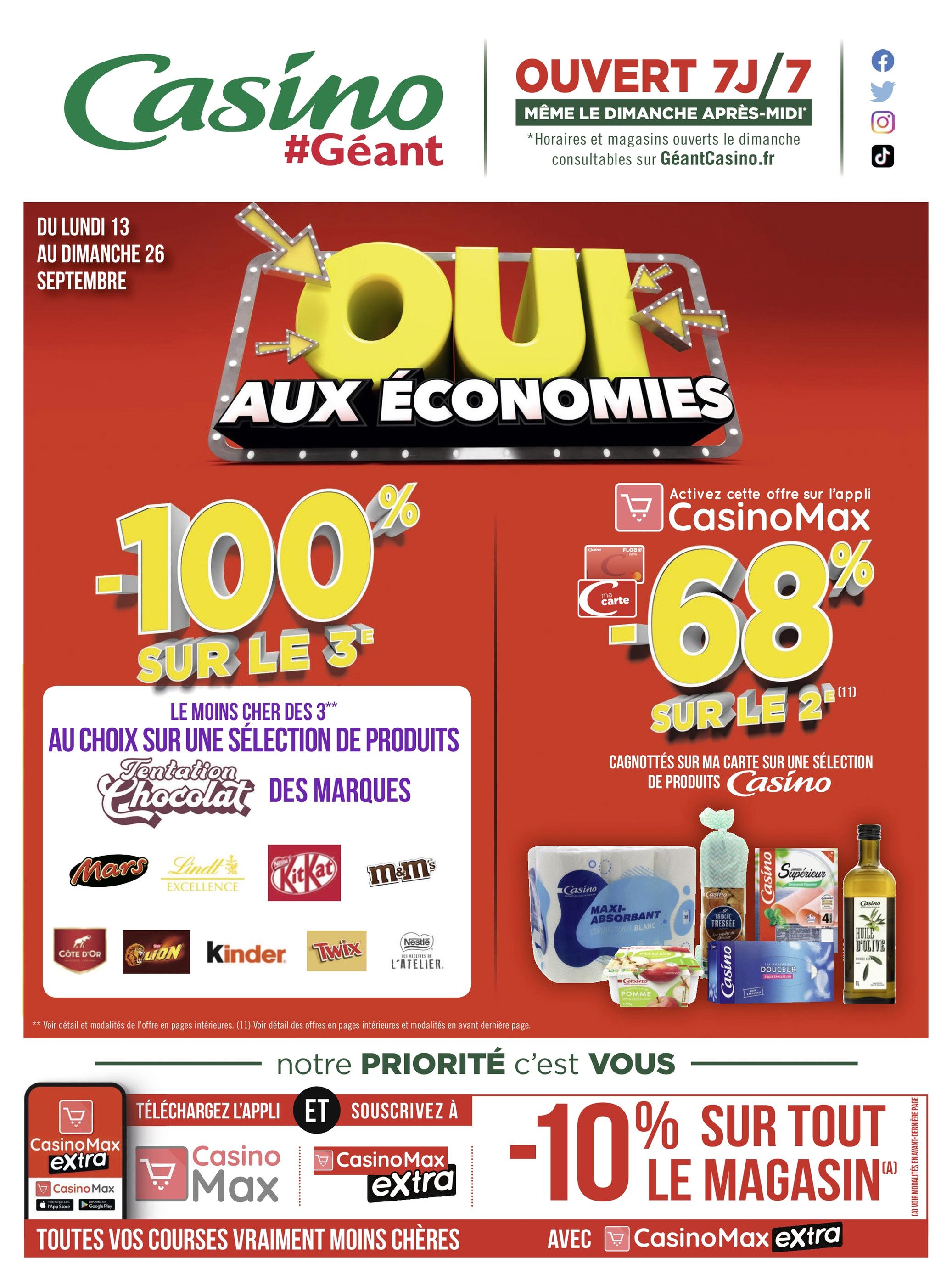 Catalogue Géant Casino à Rosny-sous-Bois, avec 74 pages Prospectus Géant Casino à Rosny-sous-Bois, "Oui aux économies", 74 pages, 13/09/2021 - 26/09/2021