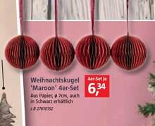 Weihnachtskugel 'Maroon'
