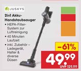 2in1 Akku-Handstaubsauger Angebote von Juskys bei Netto Marken-Discount Ulm für 49,99 €