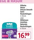 Deluxe Smooth Swirl Rasierklingen oder Naturals Rasierklingen Angebote von Gillette Venus oder Wilkinson Intuition bei Rossmann Fürth für 16,99 €