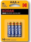 Piles Alcalines AAA Kodak Max - Pack de 4 - Kodak à 1,00 € dans le catalogue Bureau Vallée