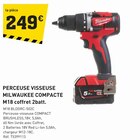 PERCEUSE VISSEUSE COMPACTE M18 coffret 2batt. - MILWAUKEE en promo chez Tout Faire Nantes à 249,00 €