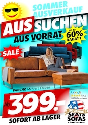 Seats and Sofas Möbel & Einrichtung Prospekt der aktuellen Woche mit 1 Seite, gültig von 28.06.2025 bis 05.07.2025, in Filderstadt und Umgebung Aktueller Seats and Sofas Möbel & Einrichtung Prospekt in Filderstadt und Umgebung, "SOMMER AUSVERKAUF" mit 1 Seite, 28.06.2025 - 05.07.2025
