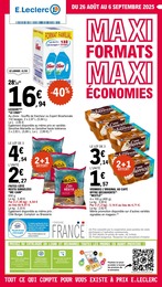 Catalogue Supermarchés de E.Leclerc à Ségos, avec 64 pages Prospectus Supermarchés de E.Leclerc à Ségos: "MAXI FORMATS MAXI ÉCONOMIES", 64 pages, 26/08/2025 - 06/09/2025