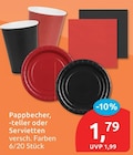 Pappbecher, -teller oder Servietten für 1,79 € bei budni im Angebot Pappbecher, -teller oder Servietten im aktuellen budni Prospekt