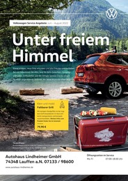 Volkswagen Prospekt für Lauffen am Neckar mit 1 Seite Volkswagen Prospekt für Lauffen am Neckar: Endlich wieder Sommer, 1 Seite, 01.06.2022 - 31.08.2022